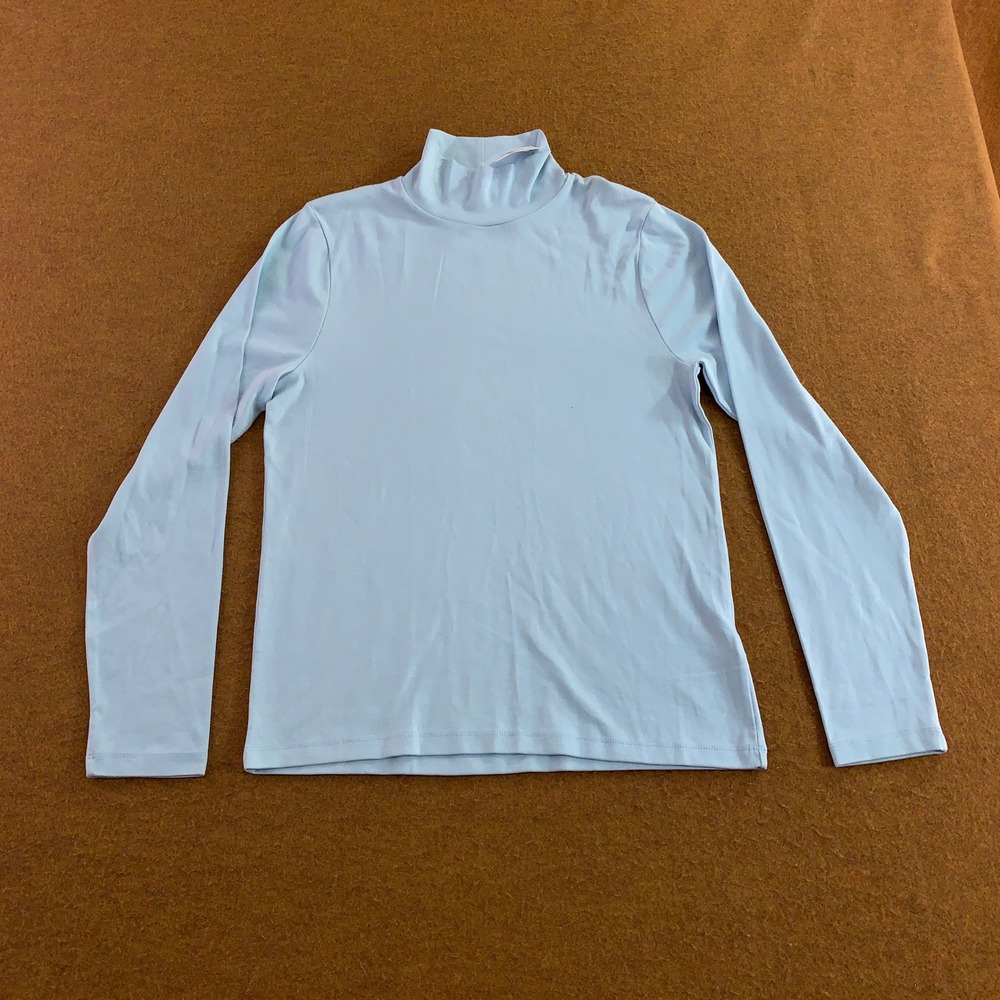 J.Crew Womens XL Blue Everyday Mock Neck Long Sleeve Tee NWT